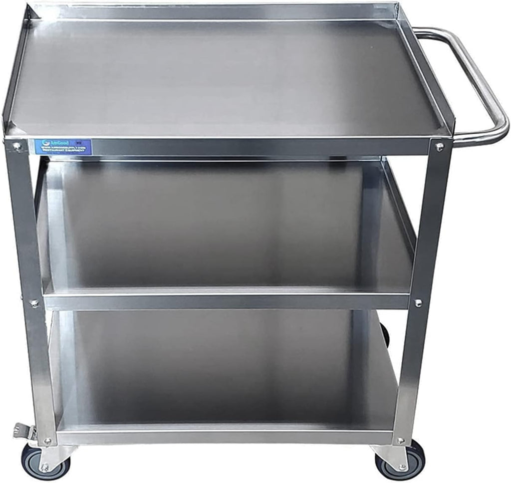 Stainless Steel 3 Shelf Utility Cart on Wheels with Handle S3760