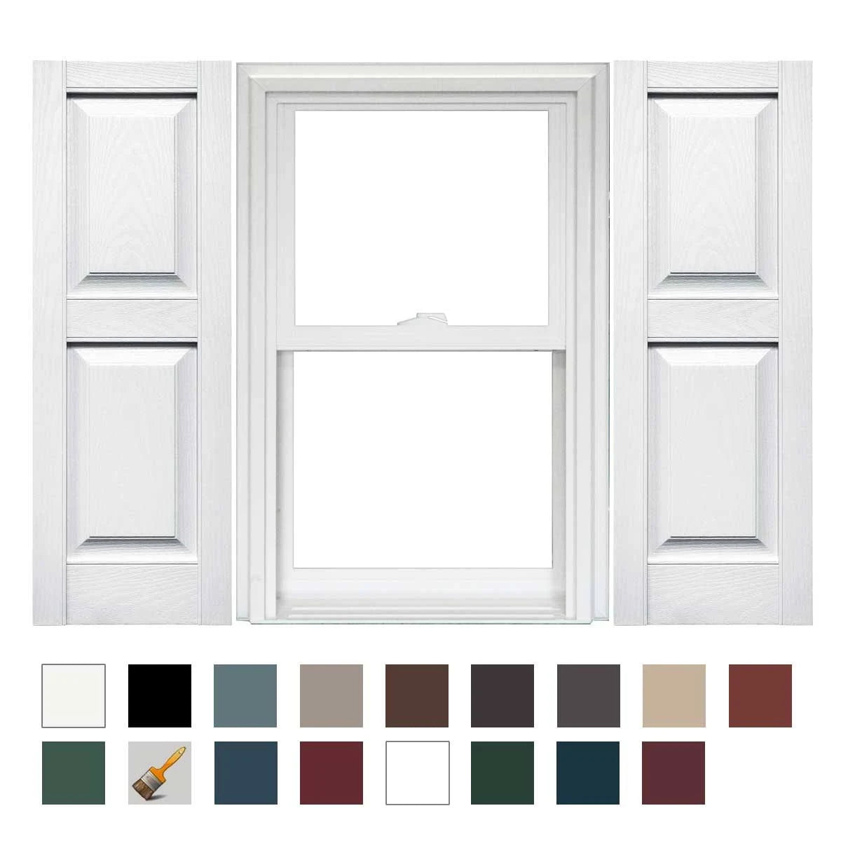Vinyl Raised Panel Shutters 1 Pair 14.75 x 80 White T88951