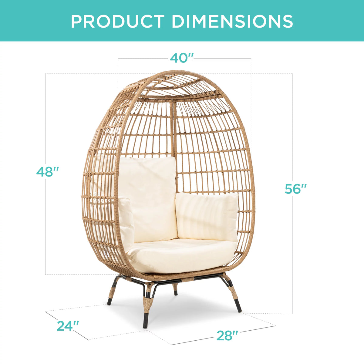 Oversized Wicker Egg Chair with Steel Frame R999