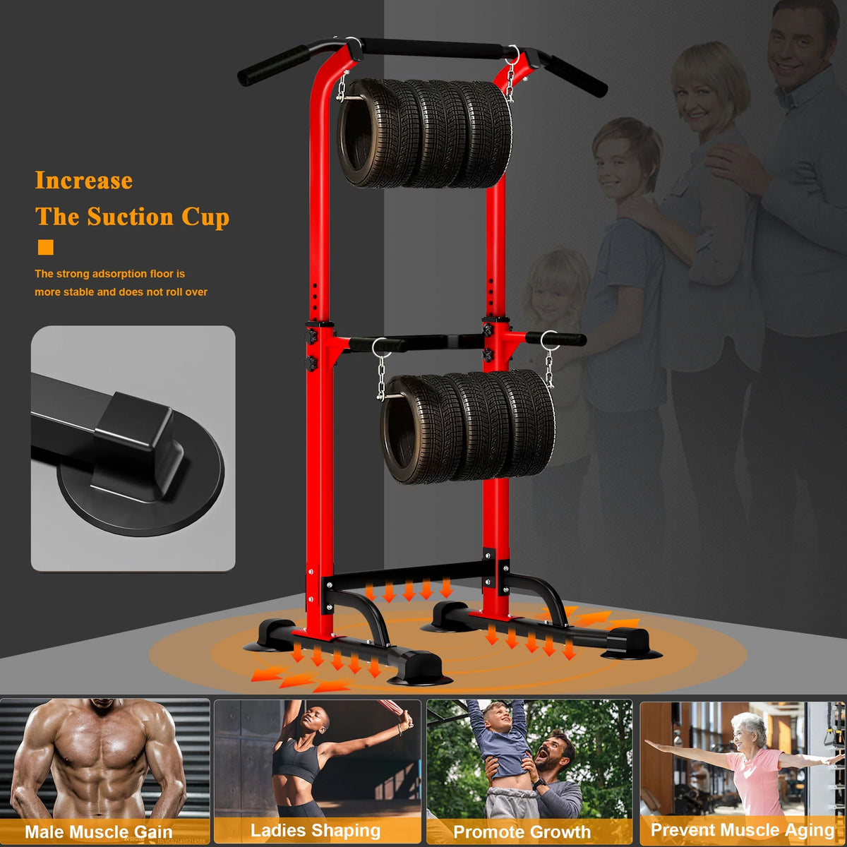 Adjustable Pull up Power Tower Dip Stands 600lbs G22840