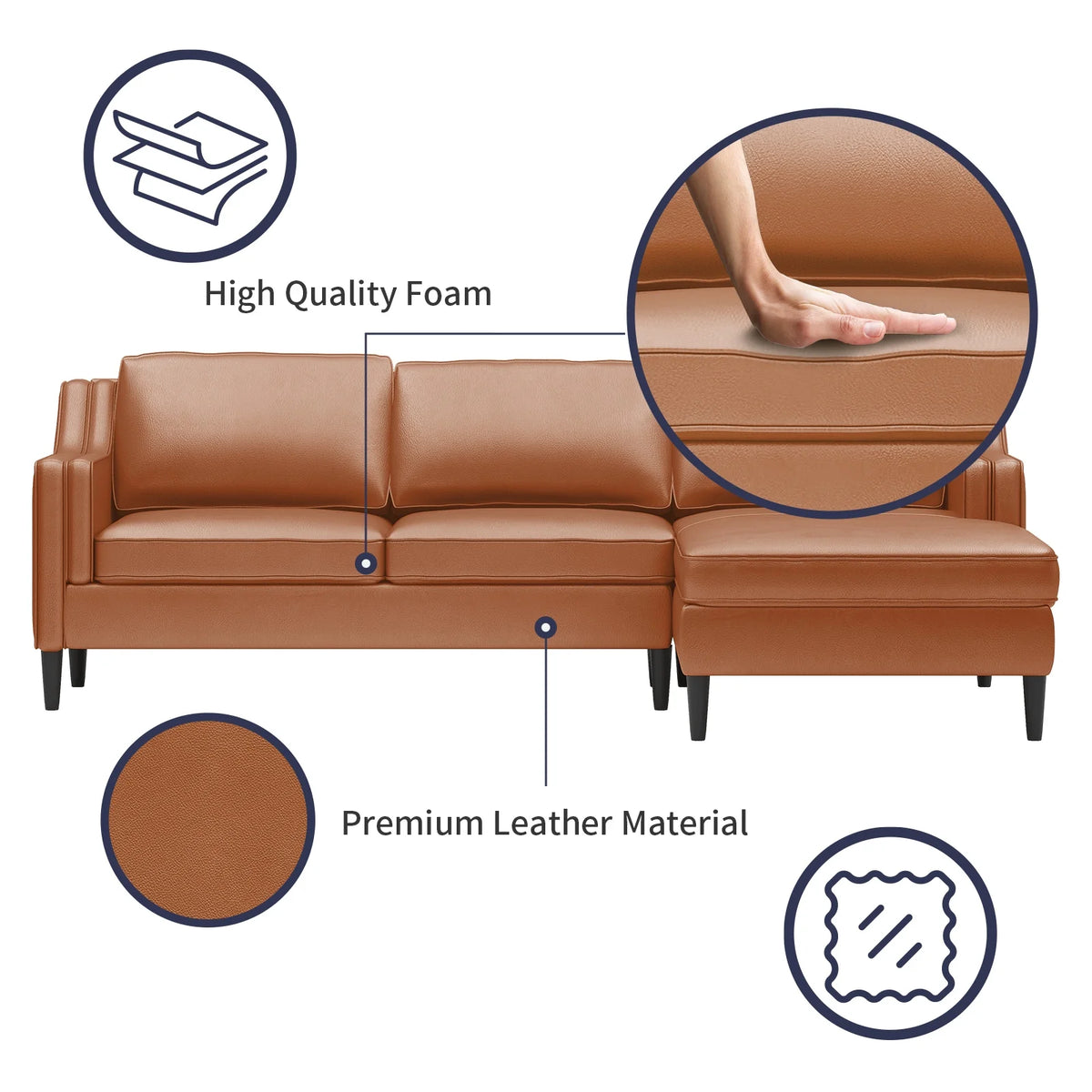 Leather Sectional Sofa with Right Facing Chaise G85050
