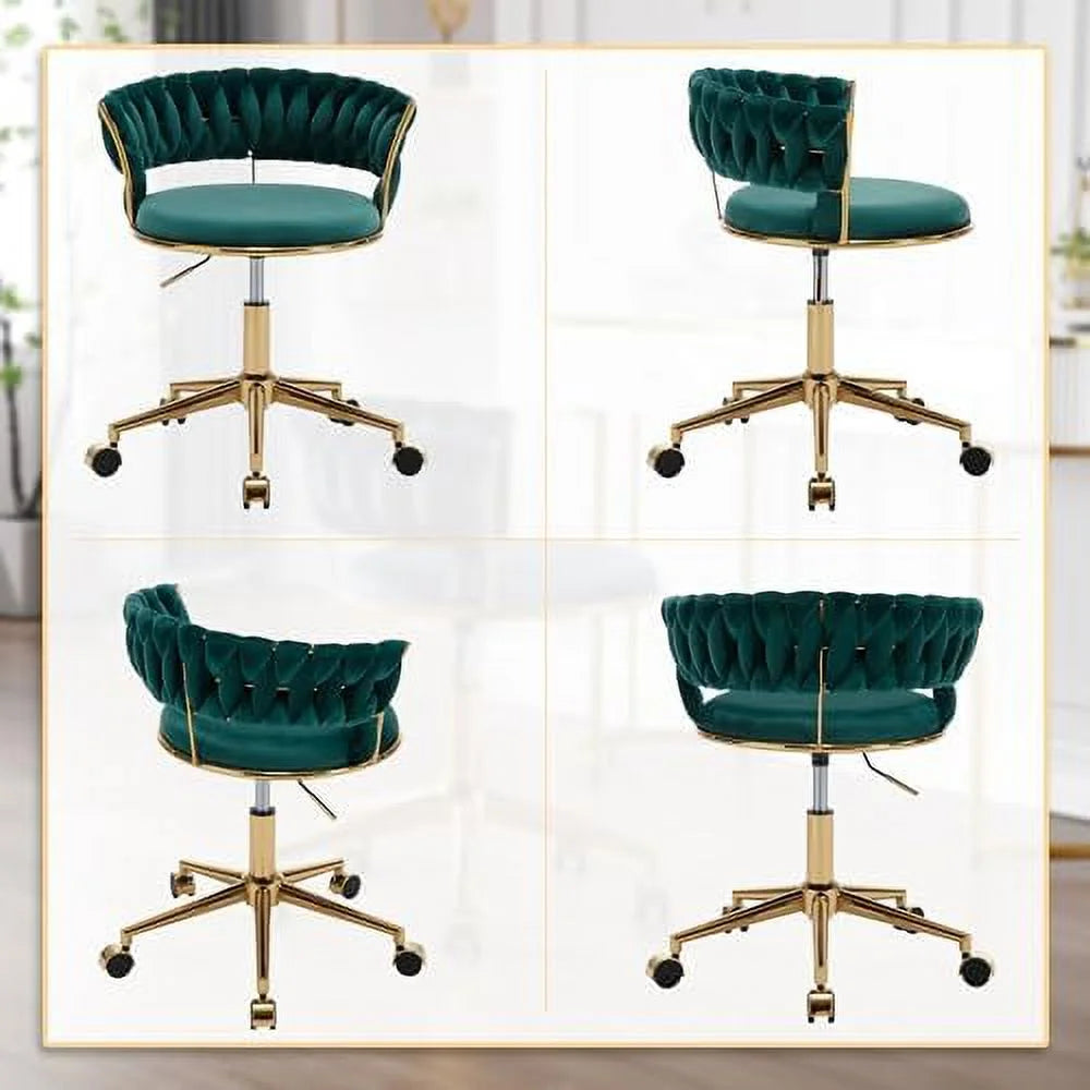 Dark Blue Velvet Desk Chair with Wheels K37379