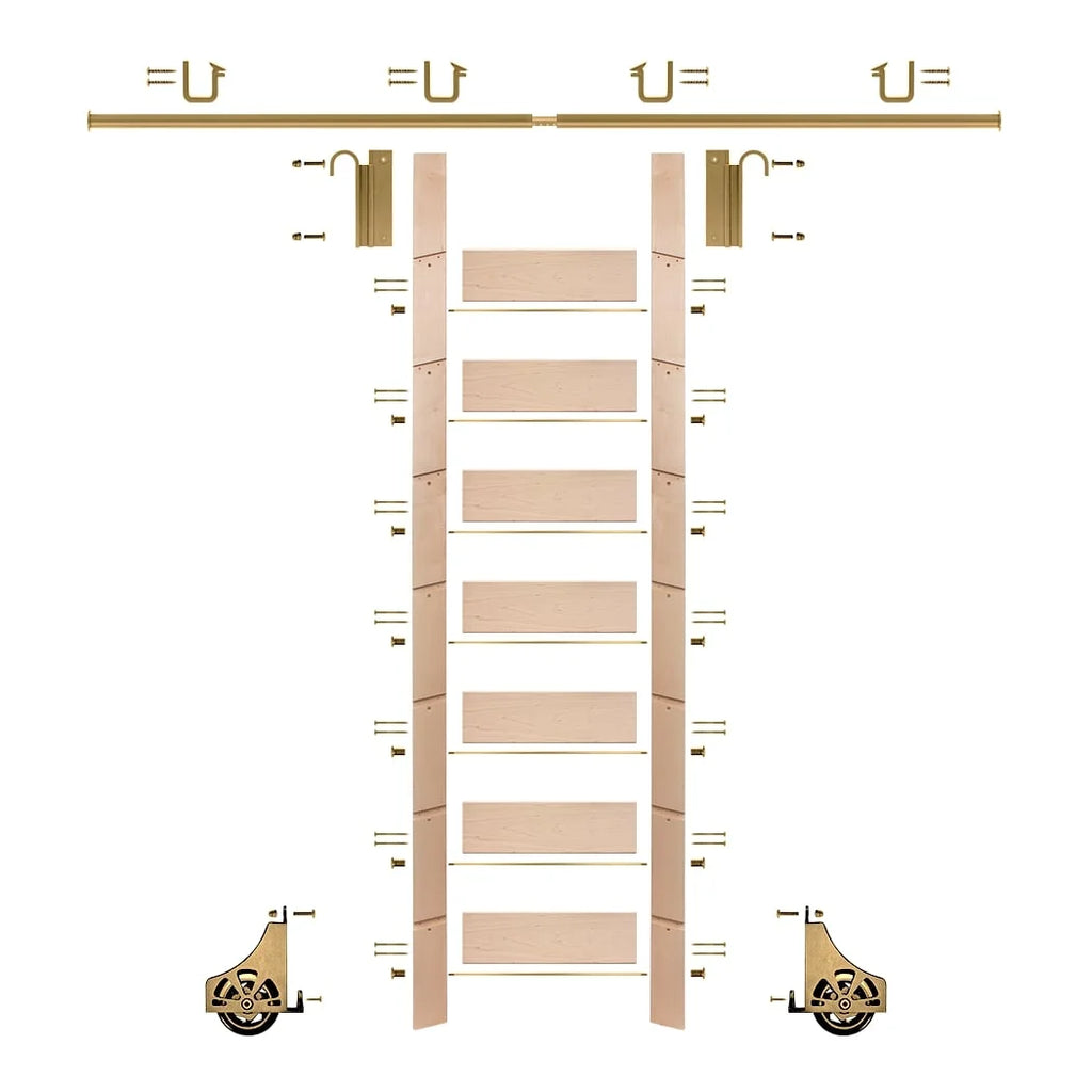 Un-Finished Maple Library Ladder with 8 ft. Rail Y376922