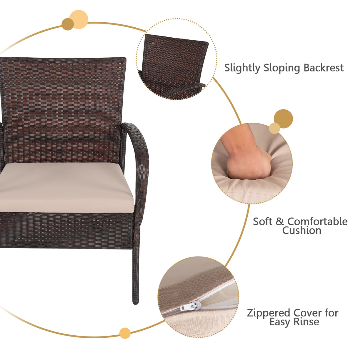 4 Pc Patio Rattan Furniture Set with Cushions L46613