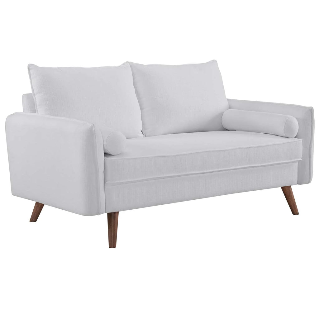 White Upholstered Fabric Sofa and Loveseat Set C968