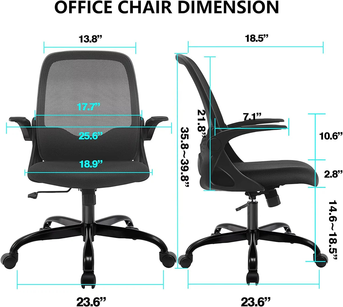 Ergonomic Mesh Office Chair with Flip-up Armrests G50483