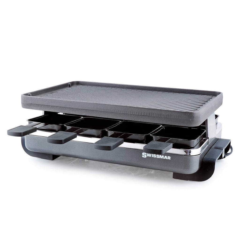 8-Person Raclette with Reversible Cast Iron Grill Plate, Black H242