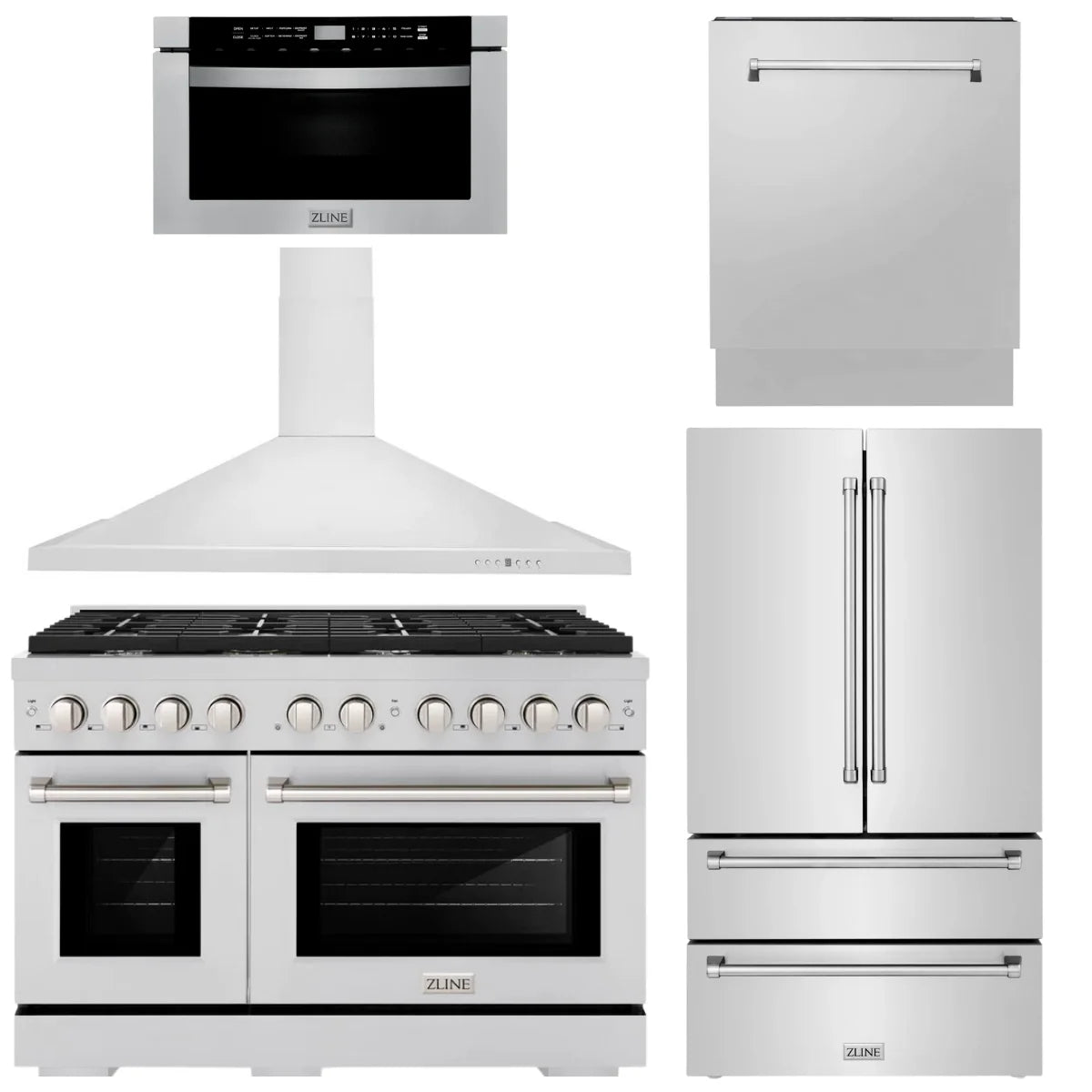 48 Gas Range, Range Hood, Refrigerator with Ice Maker, Dishwasher and Microwave Drawer I22150