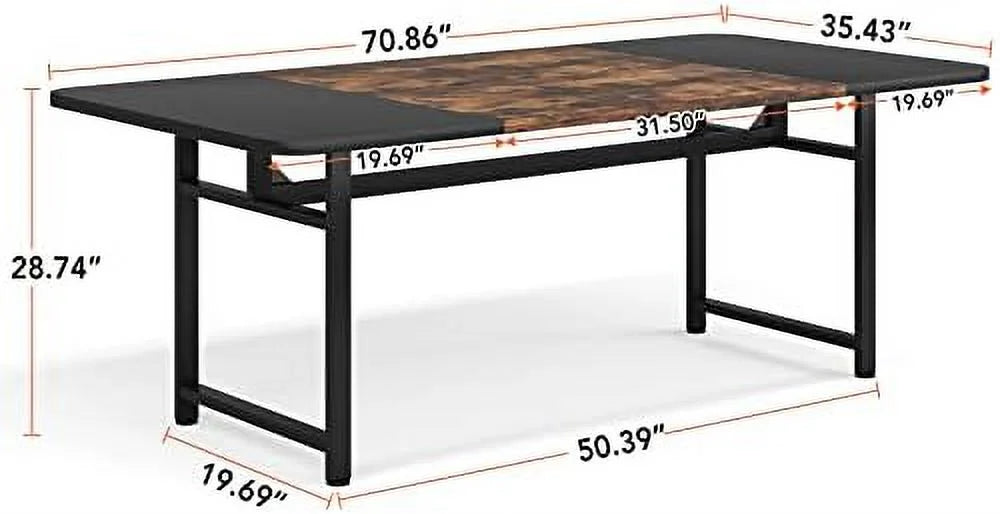 70.87" Long Dining Table with Heavy Duty Metal Frame U376