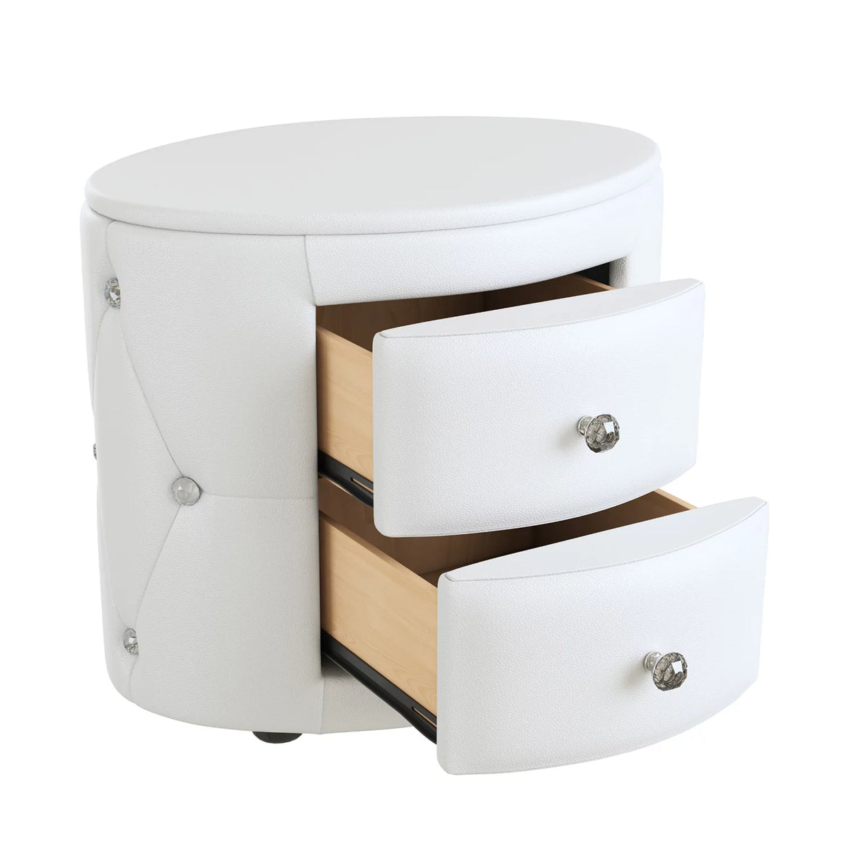White 2 Drawer PU Leather Upholstered Nightstand L2949