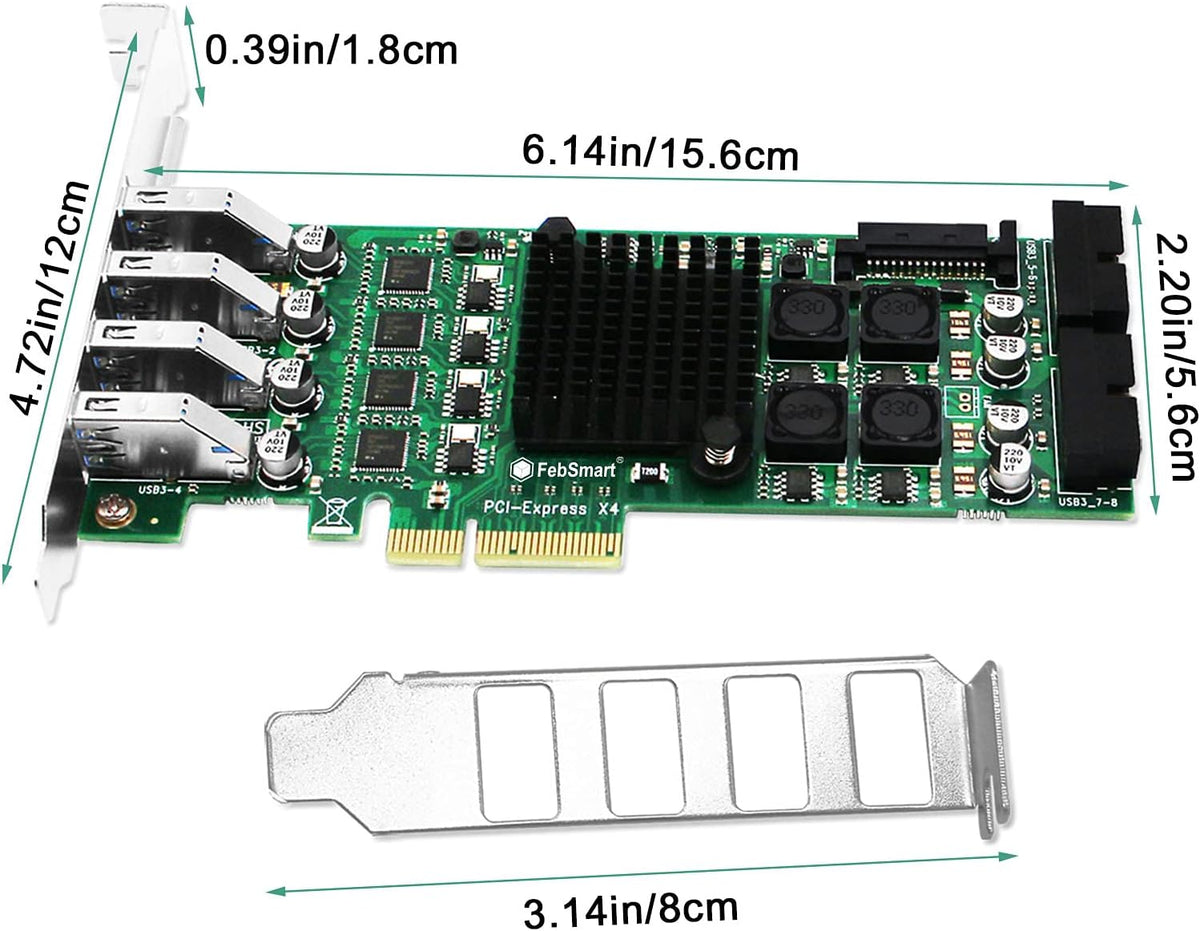 4 Channel 8 Ports PCI Express USB 3.0 Card L813559