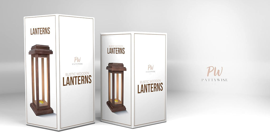 Rustic Decorative Wooden Candle Lantern Set of 2 H8444