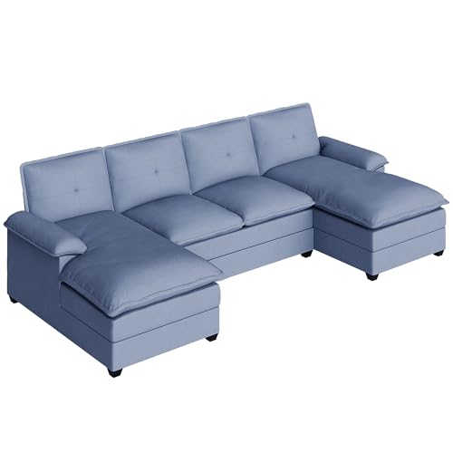 Blue U-Shaped Sectional Sofa with Double Chaise X524736
