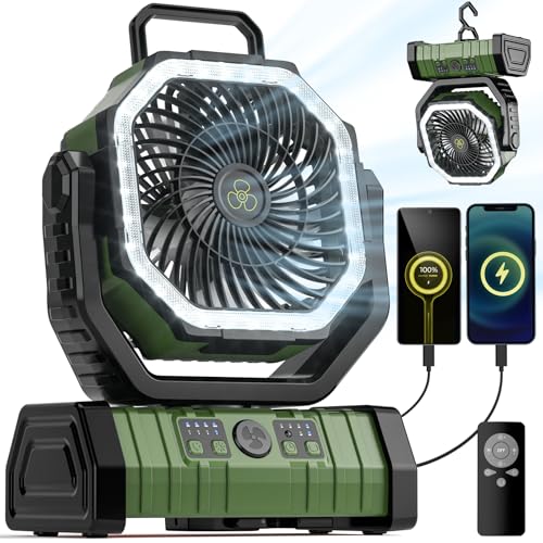 20000mAh Rechargeable Camping Fan with LED Lantern R7340