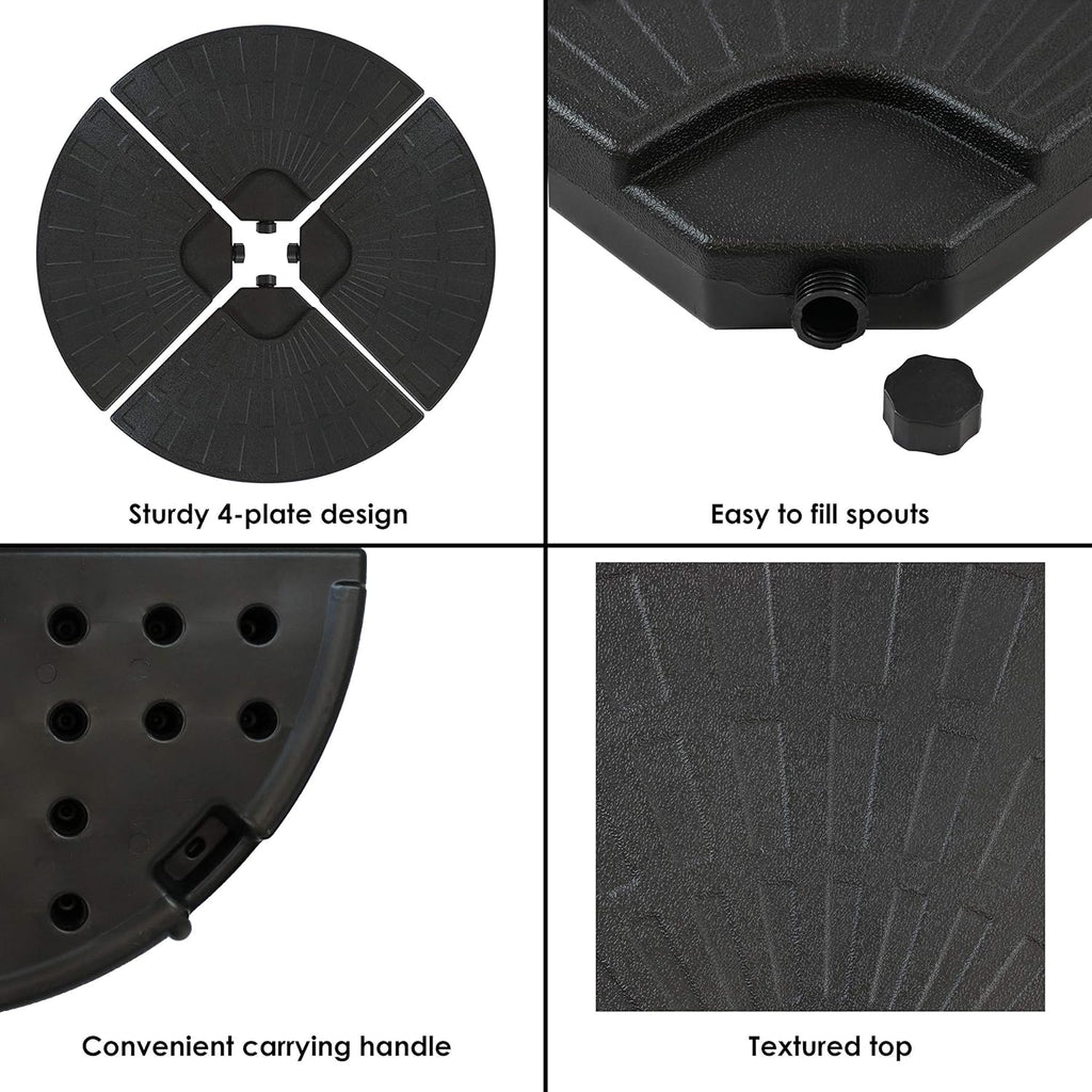 4-Piece Heavy-Duty Cantilever Offset Patio Umbrella Base Plates Black Y101