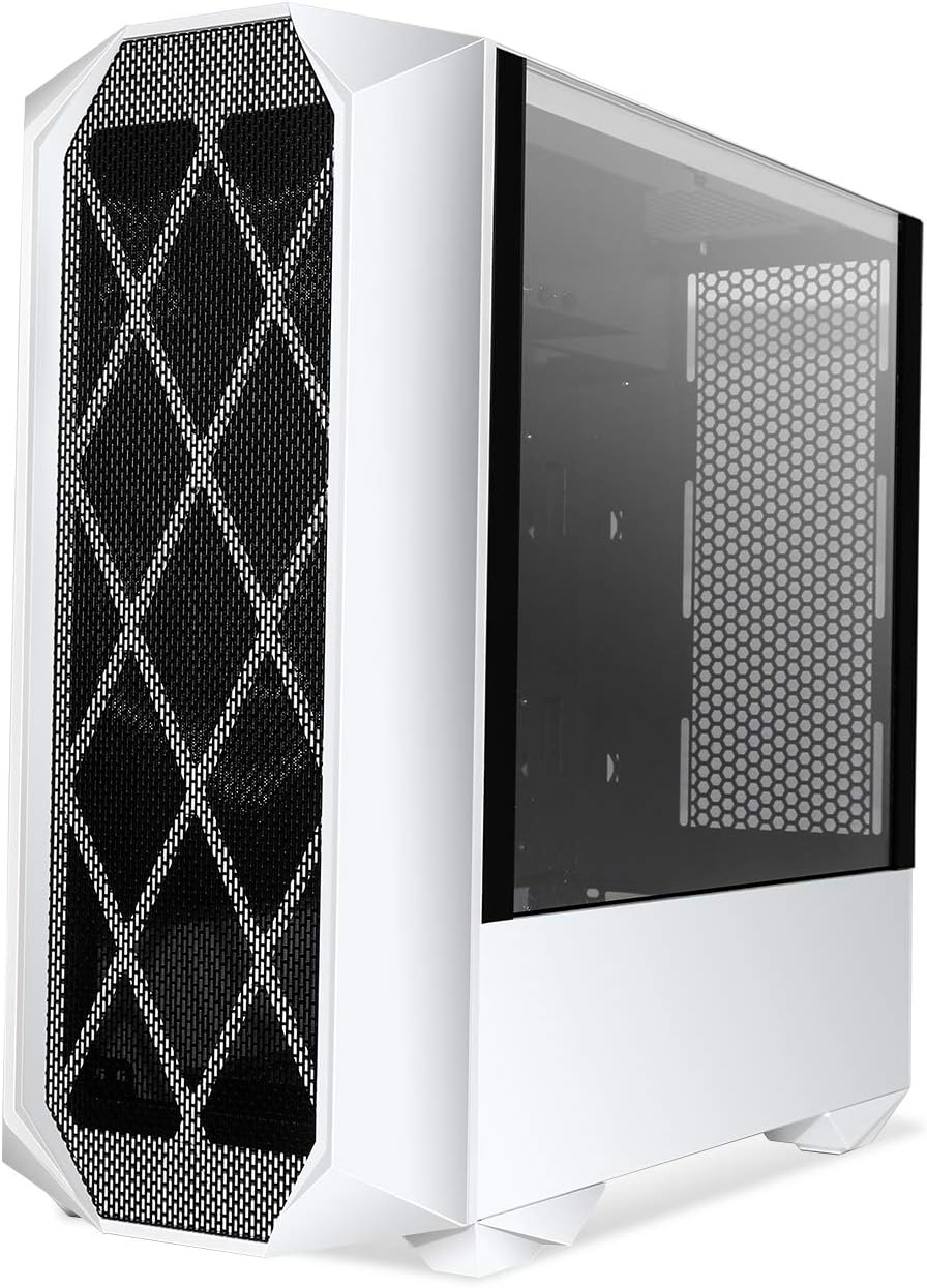 Black ATX Mid Tower PC Gaming Computer Case with Tempered Glass & RGB Front Panel F4922
