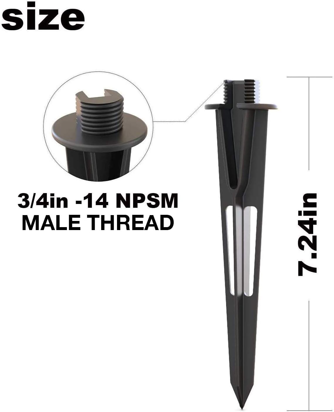 Metal Ground Spike Stake Replacement 3/4 IN-14 NPSM Male Thread B853028