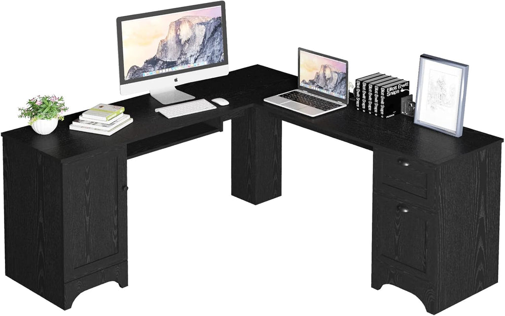 L Shaped Office Desk with Storage Drawers P8048