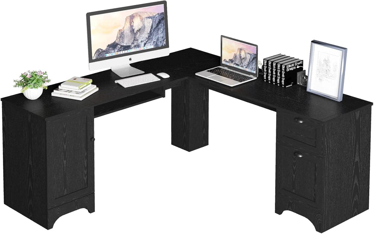L Shaped Office Desk with Storage Drawers P8048