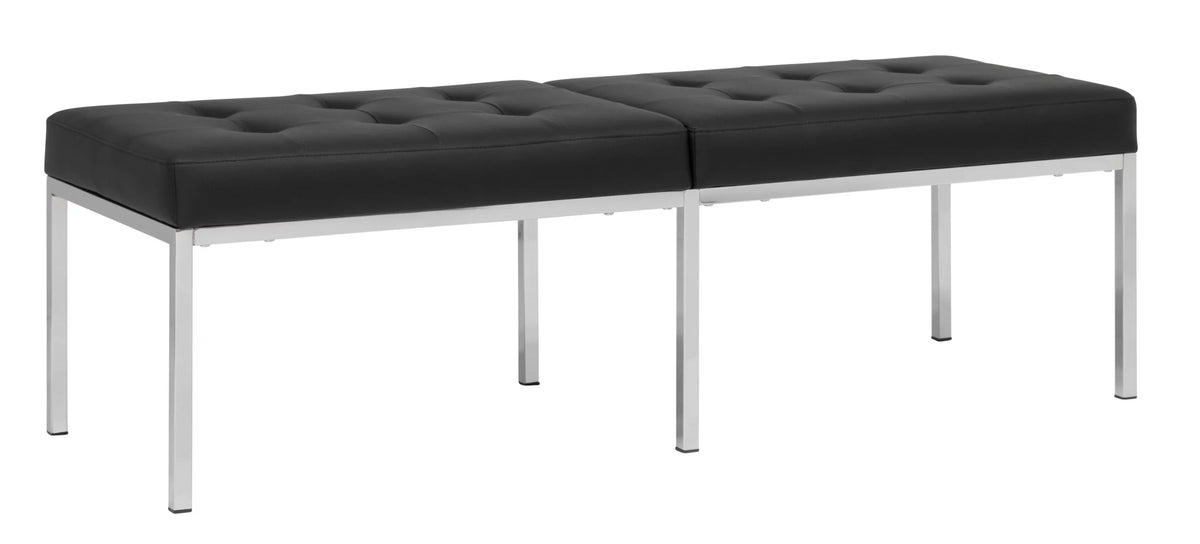 Metal and Leather 60 Inch Wide Bench I840