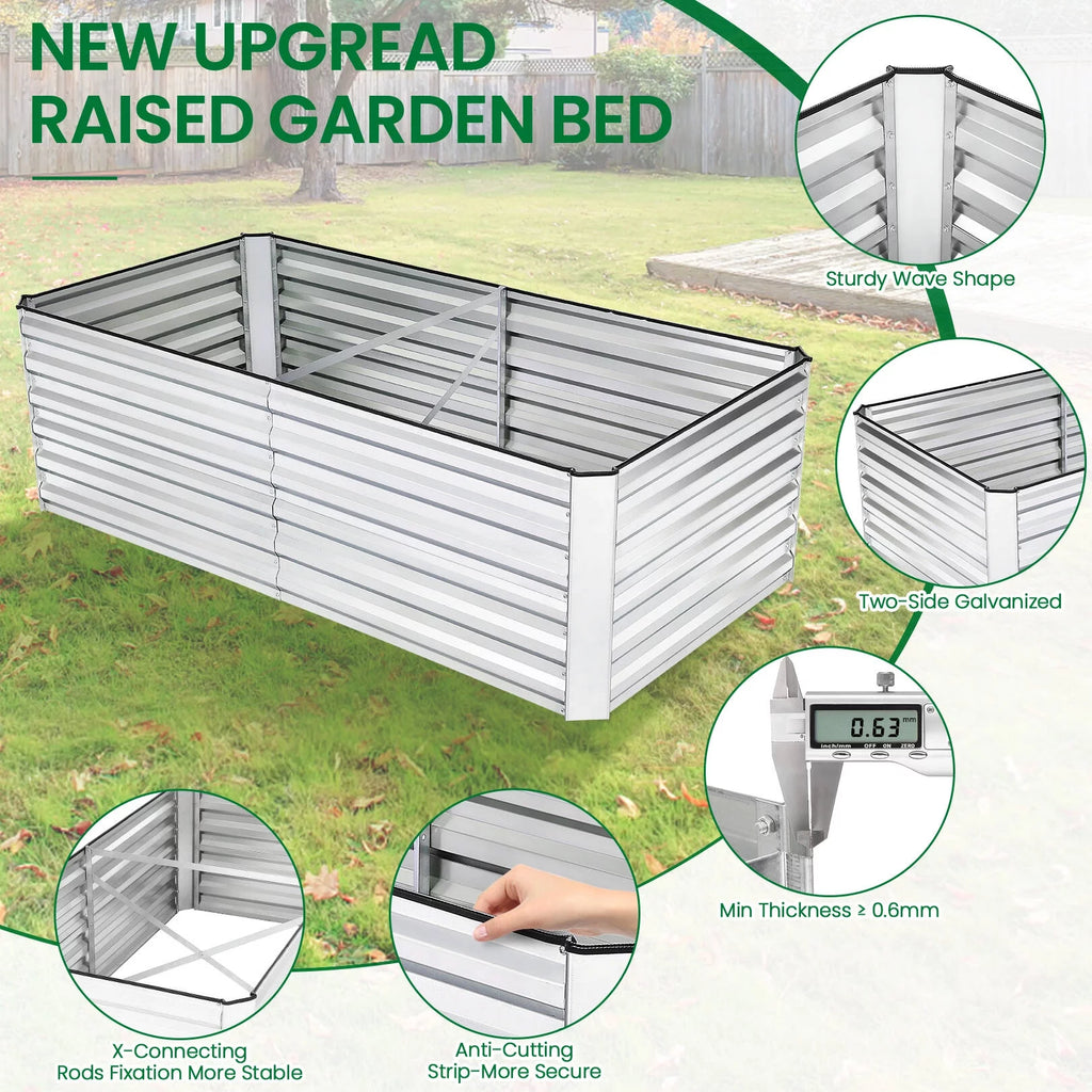 6x3x2ft Galvanized Steel Raised Garden Beds T685