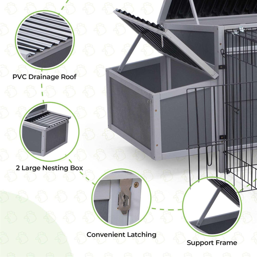 Outdoor Wooden Chicken Coop with Waterproof Roof R71212