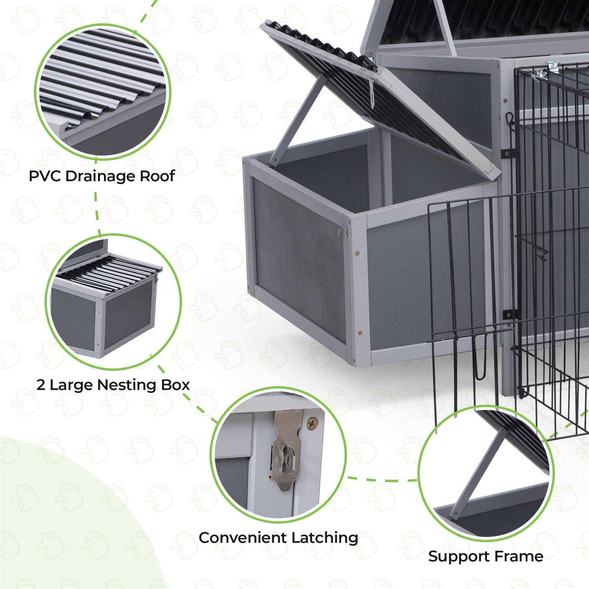 Outdoor Wooden Chicken Coop with Waterproof Roof R71212