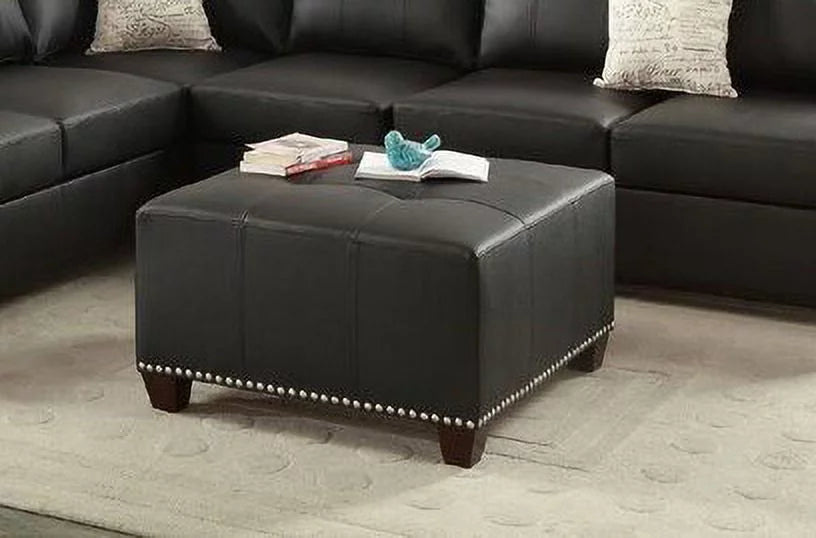 Black Bonded Leather Ottoman C137