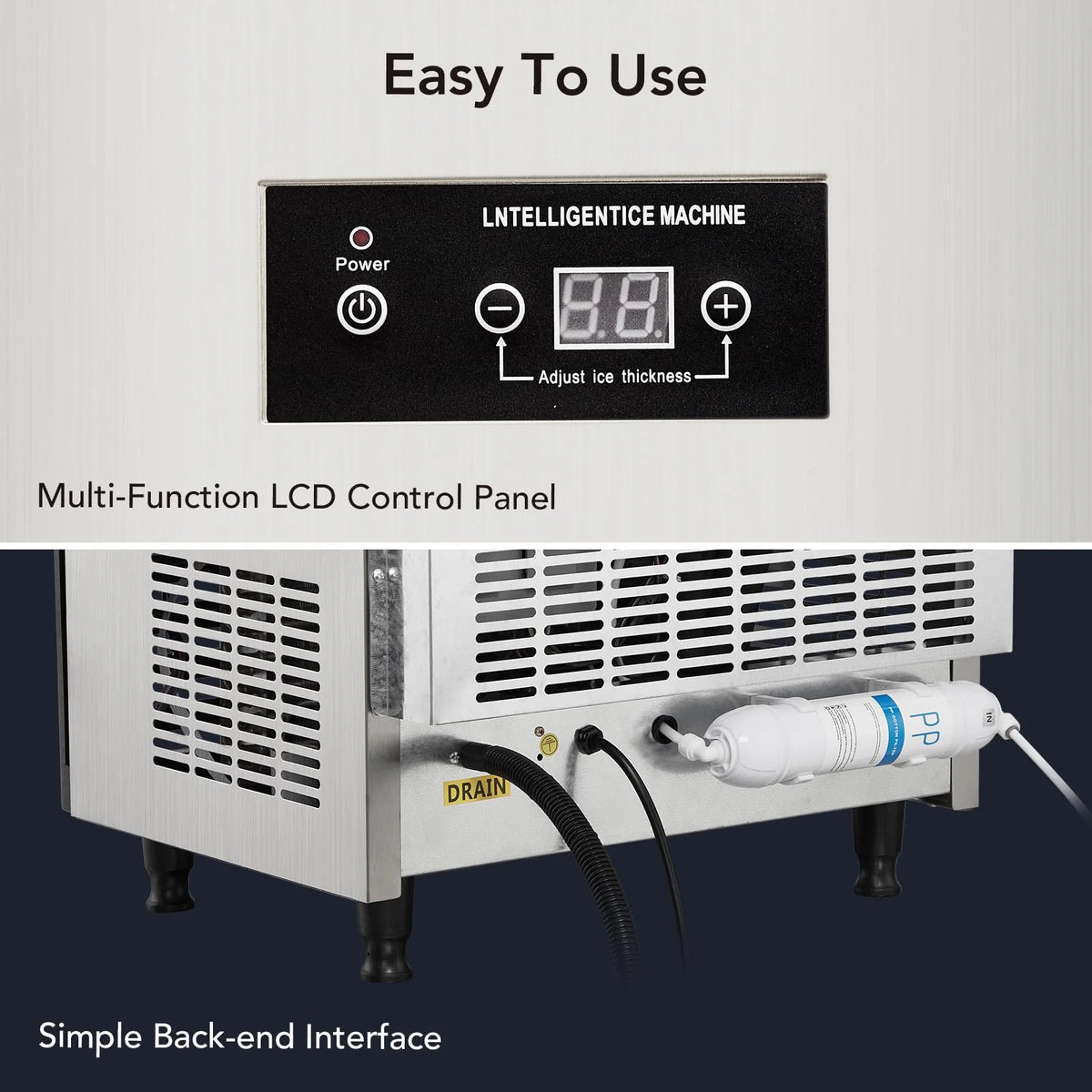 130lbs/24H Stainless Steel Under Counter Ice Machine with 44lbs Ice Storage O74360