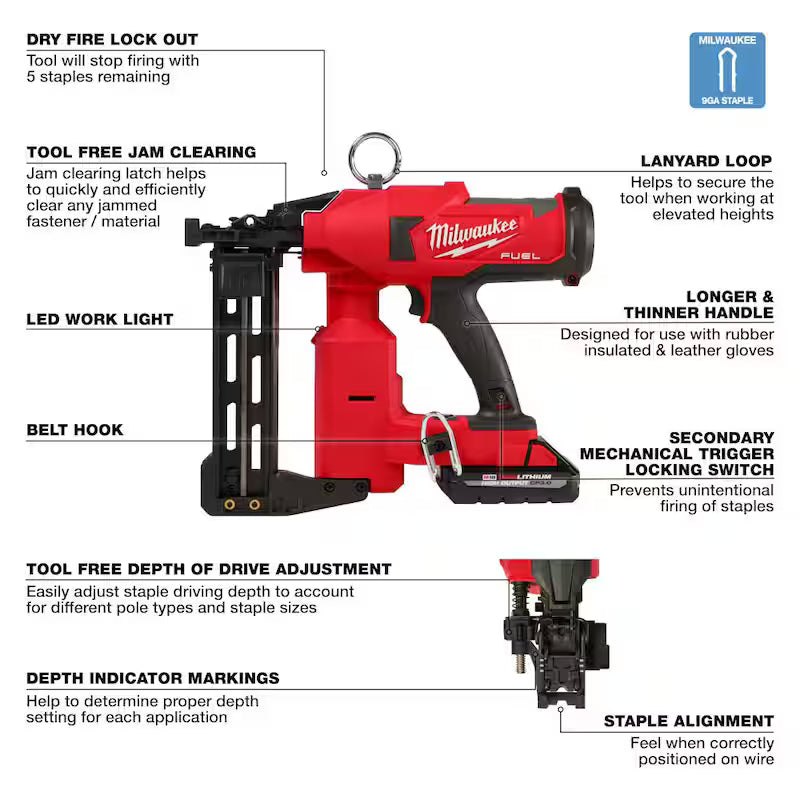 18-Volt Lithium-Ion Brushless Cordless Utility Fencing Stapler Nailer Kit Y2992