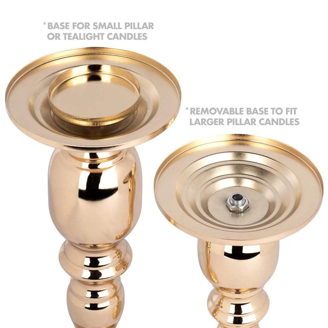 Copper Pillar Candle Holders With Hurricane Glass, Set of 3 O4158