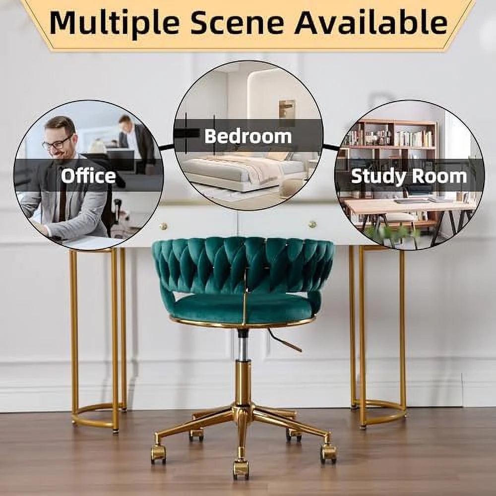Dark Blue Velvet Desk Chair with Wheels K37379