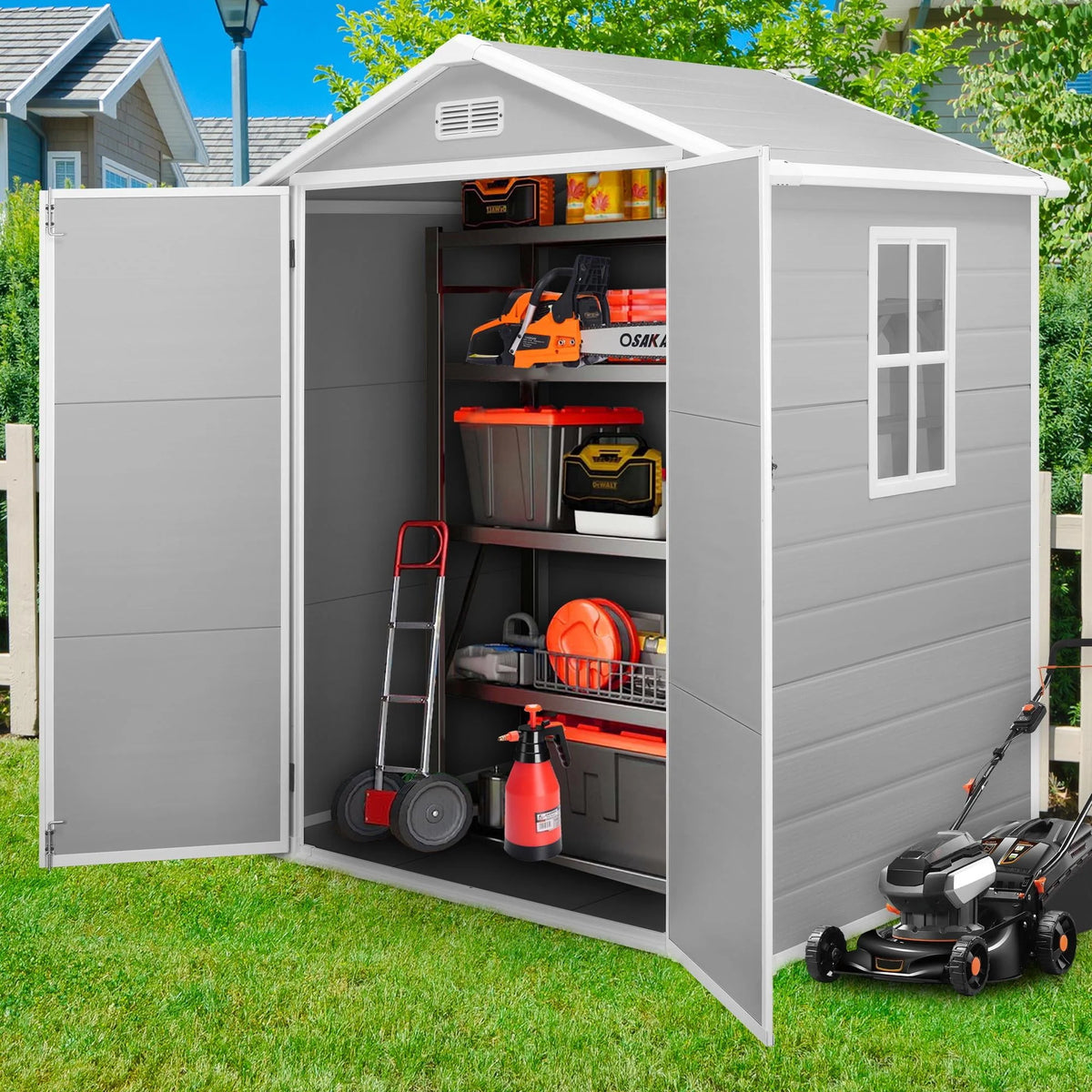 6' x 4.4' Plastic Outdoor Storage Shed with Reinforced Floor Z907