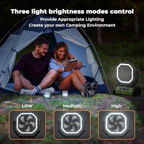 20000mAh Rechargeable Camping Fan with LED Lantern R7340