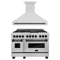 48 In. Dual Range and Range Hood in Stainless Steel with Matte Black Accents U8946
