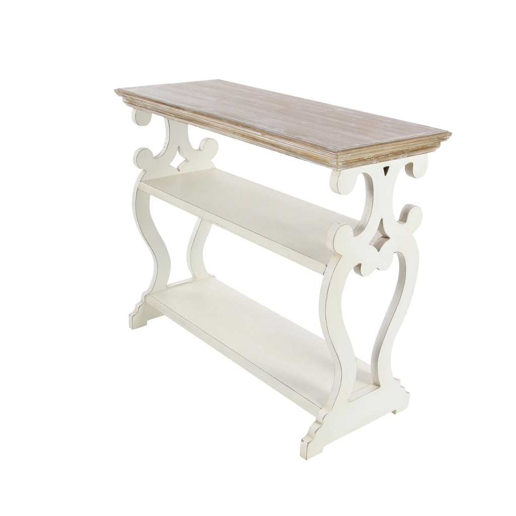 Farmhouse Decorative Console Table Ivory White 38"W Q2341