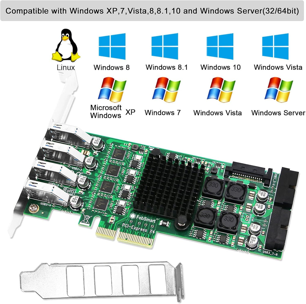 4 Channel 8 Ports PCI Express USB 3.0 Card L813559