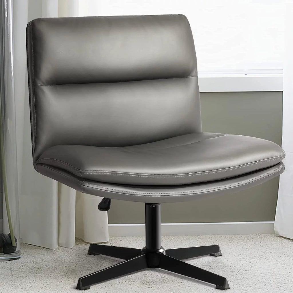 Grey PU Leather Armless Swivel Desk Chair H21932