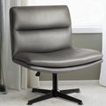 Grey PU Leather Armless Swivel Desk Chair H21932