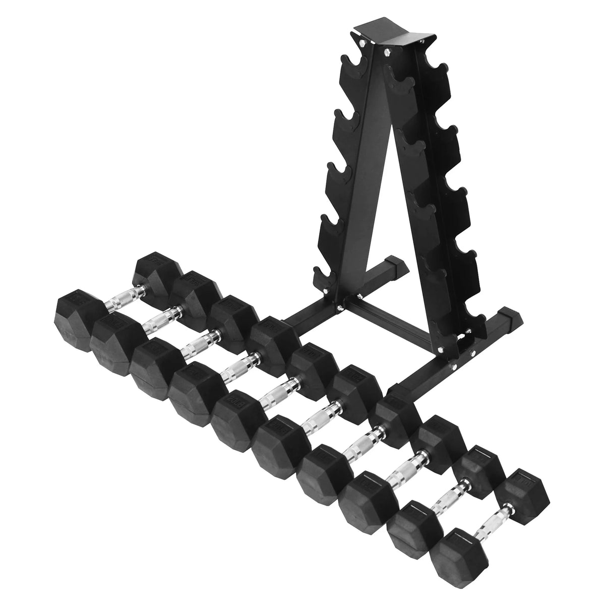 Alloy Steel 200 lb Rubber Encased Hex Dumbbell Set N475732