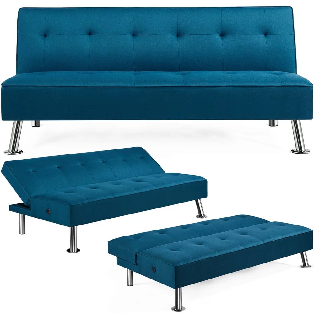 Blue Fabric Convertible Futon K3848