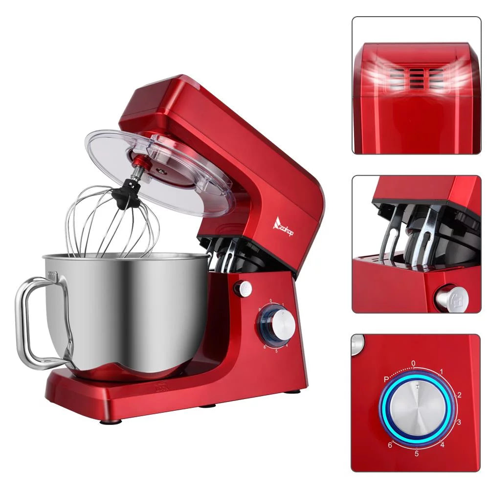 7.5QT 6-Speed Tilt-Head Electric Stand Mixer with Stainless Steel Bowl, Red V483