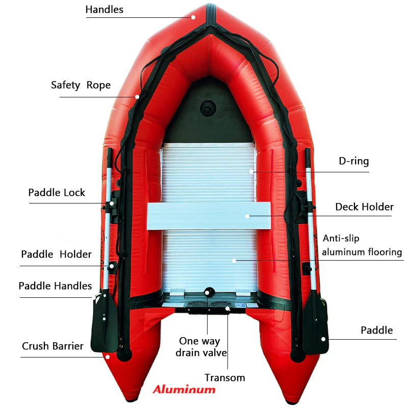 Inflatable Boat 4 Person Aluminum Floor Heavy Duty Saltwater Fishing Boat L943880
