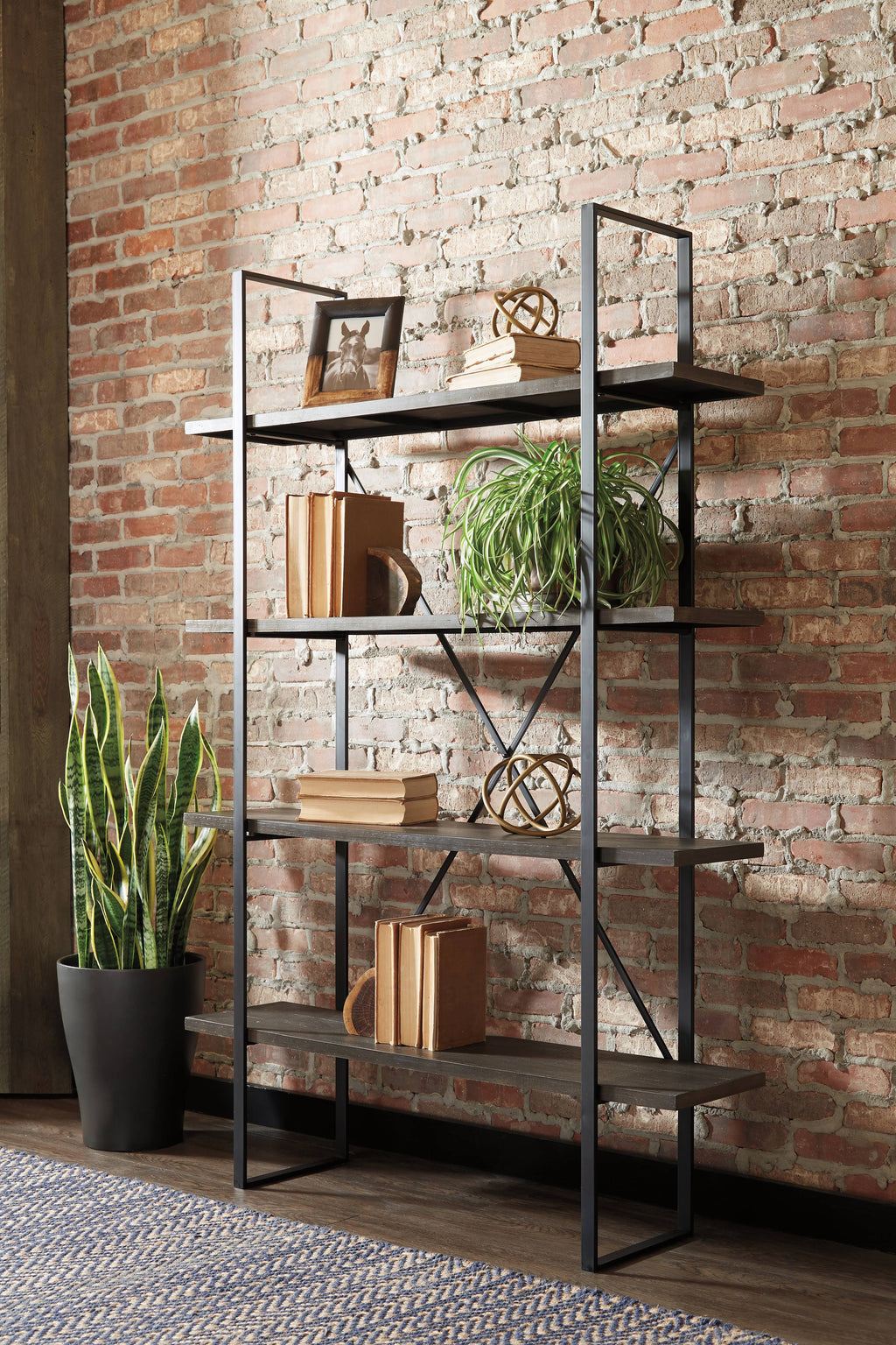 Black Gray Bookcase D258905