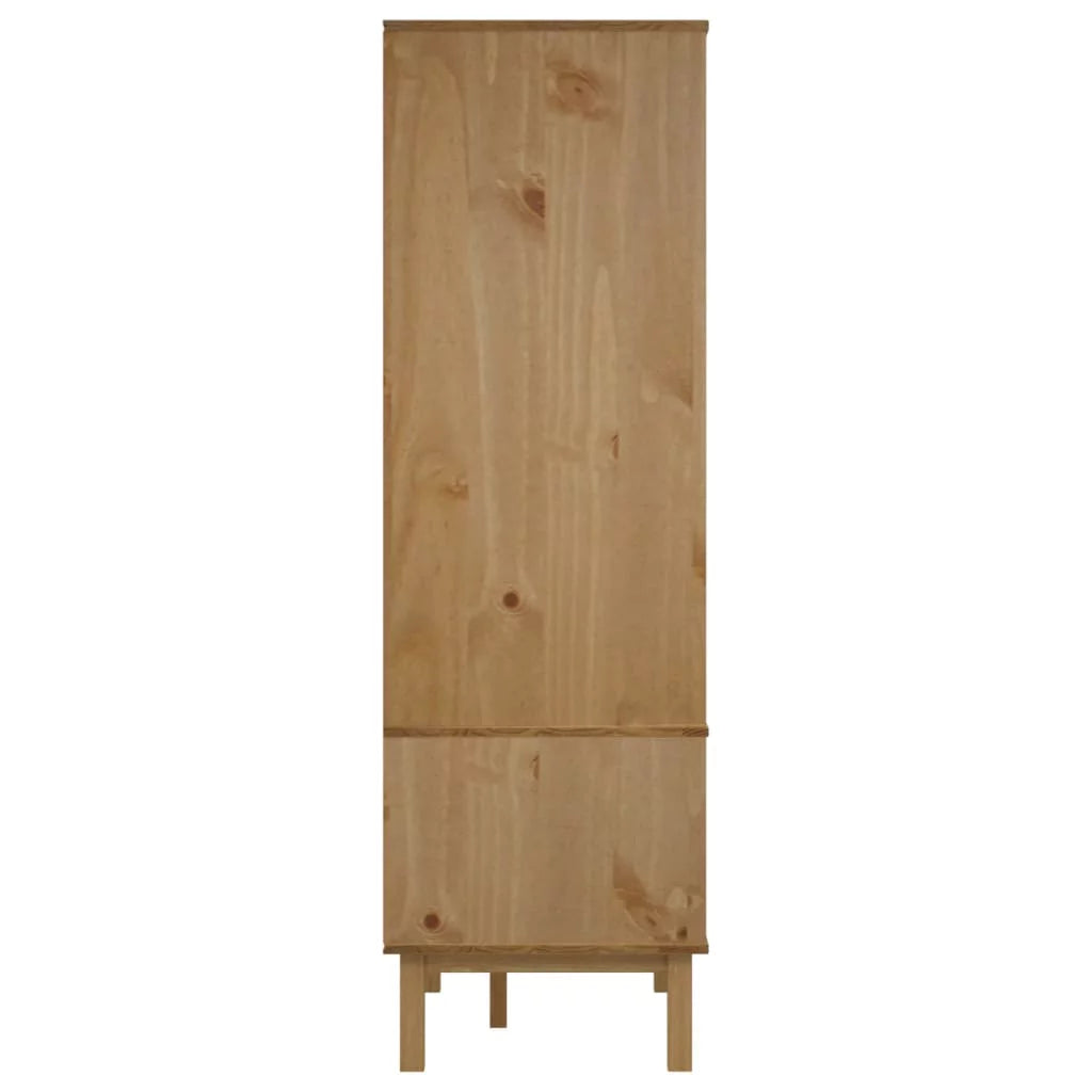 Brown and Gray Solid Wood Pine Wardrobe T305
