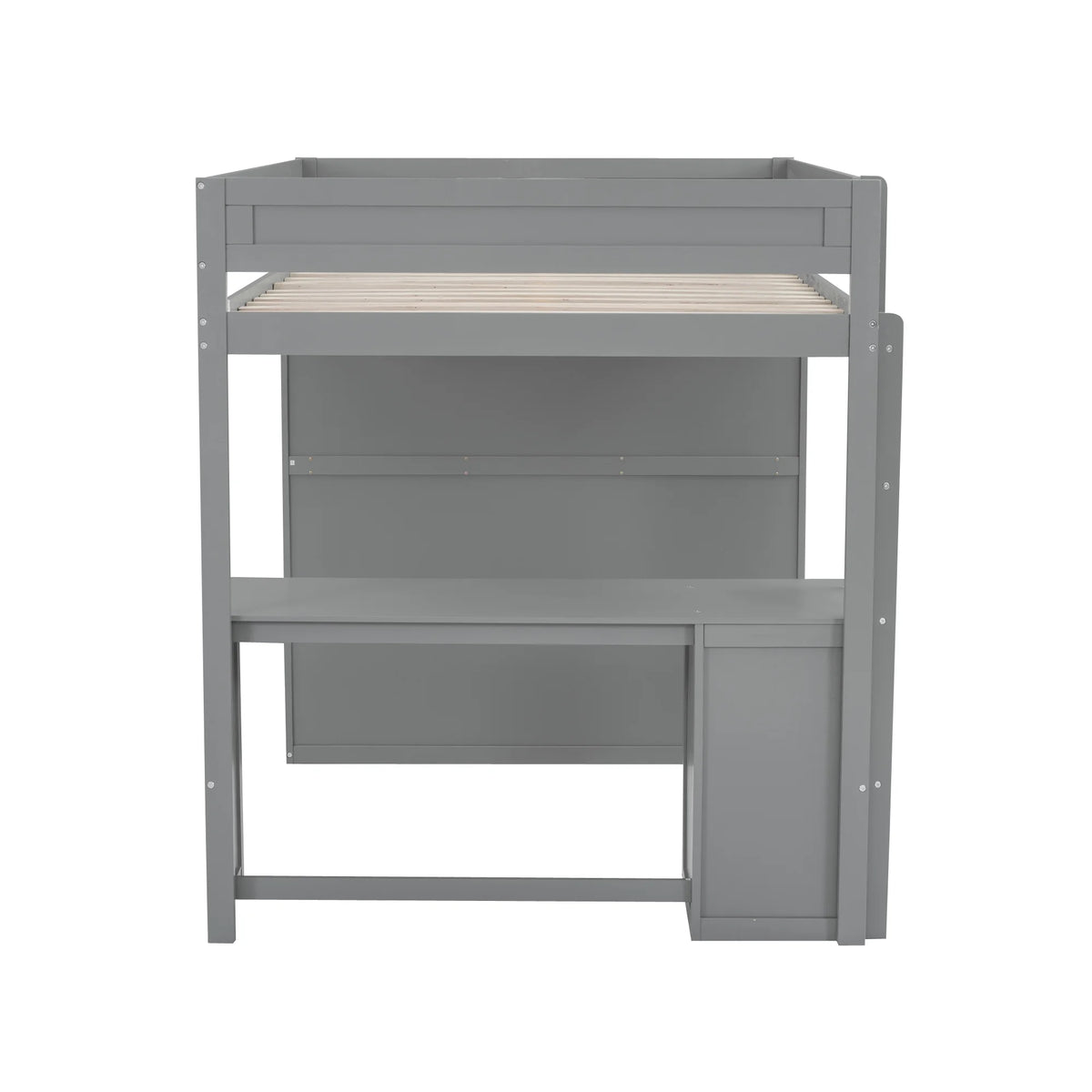 Wood Full Size Loft Bed with Storage Desk, Drawers and Wardrobe O753767