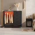 White 5 Drawer Dresser with Clothes Rack M173
