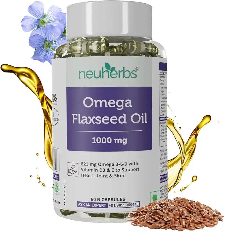 Cold Pressed Flaxseed Oil 1000mg Omega 3-6-9 60 Capsules P68866