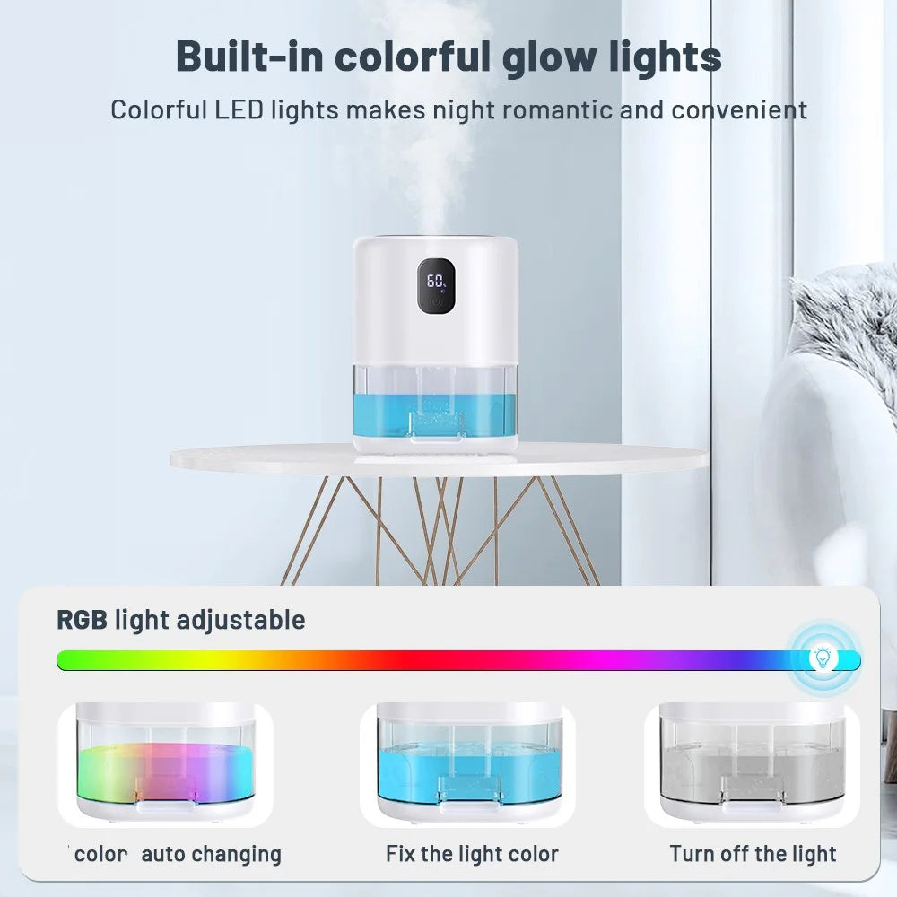 1000ml Portable Dehumidifier, Auto Defrost, Ultra Quiet, White G763748