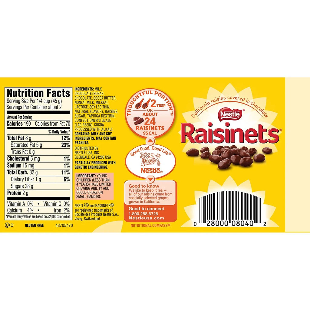 Milk Chocolate Candy Raisins 3.5 Oz H7094
